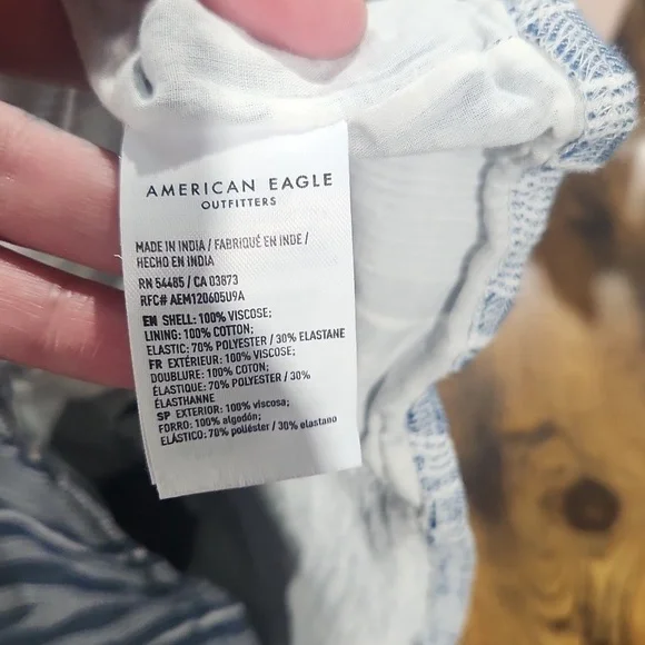 Blue and white stripped crop top with stretchy back size large by American Eagle - Picture 5 of 6